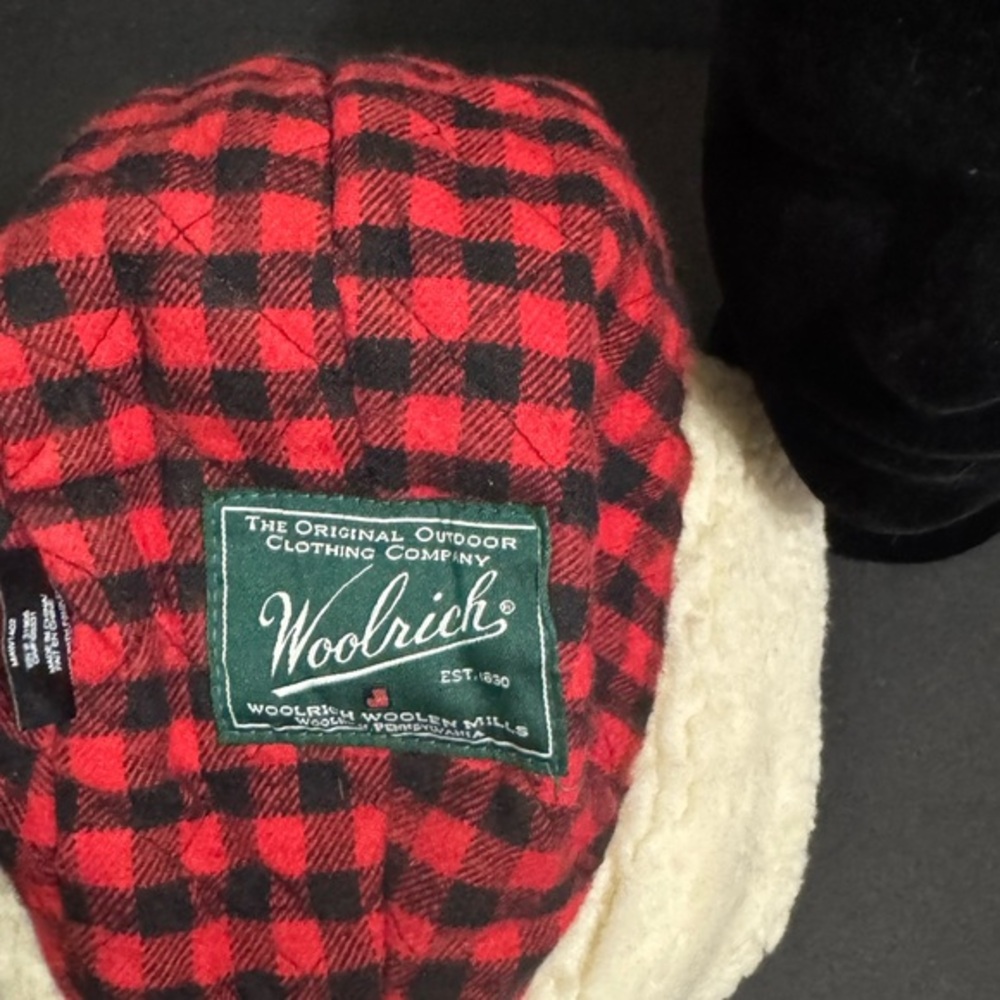 Woolrich Trapper Hat I Red-Black Checkered I Soft Fabric Lining I Size S/M